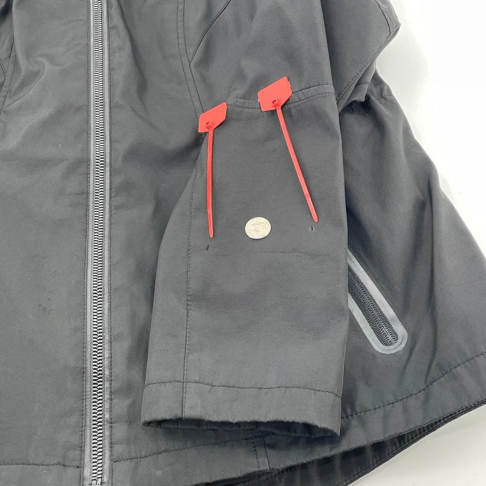 MICHAEL‎ KORS Womens Black Hooded Anorak Rain Jacket Size L Utility *Flaws*READ*